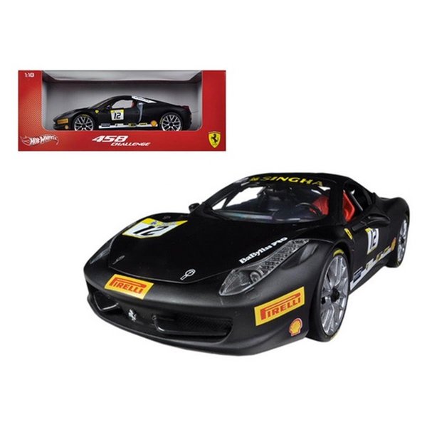 Toyopia Ferrari 458 Challenge Matt Black No.12 1-18 Diecast Car Model TO279828